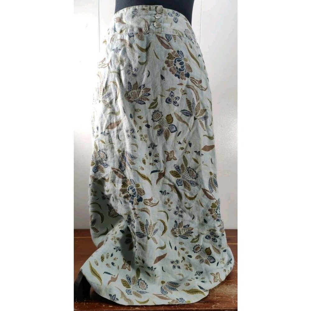 Habitat Linen Maxi Skirt - Cream and Blue Floral